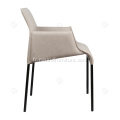 ltalian minimaliste de riz blanc chaises d'accoudoir en cuir de selle blanche